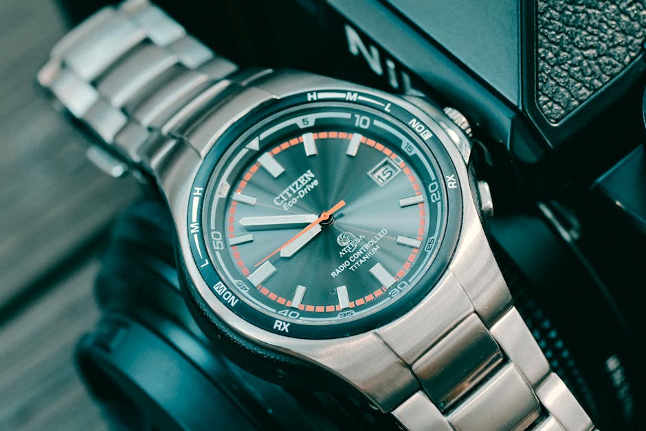 Stylish Citizen Eco-Drive watch with stainless steel band and radio-controlled features.